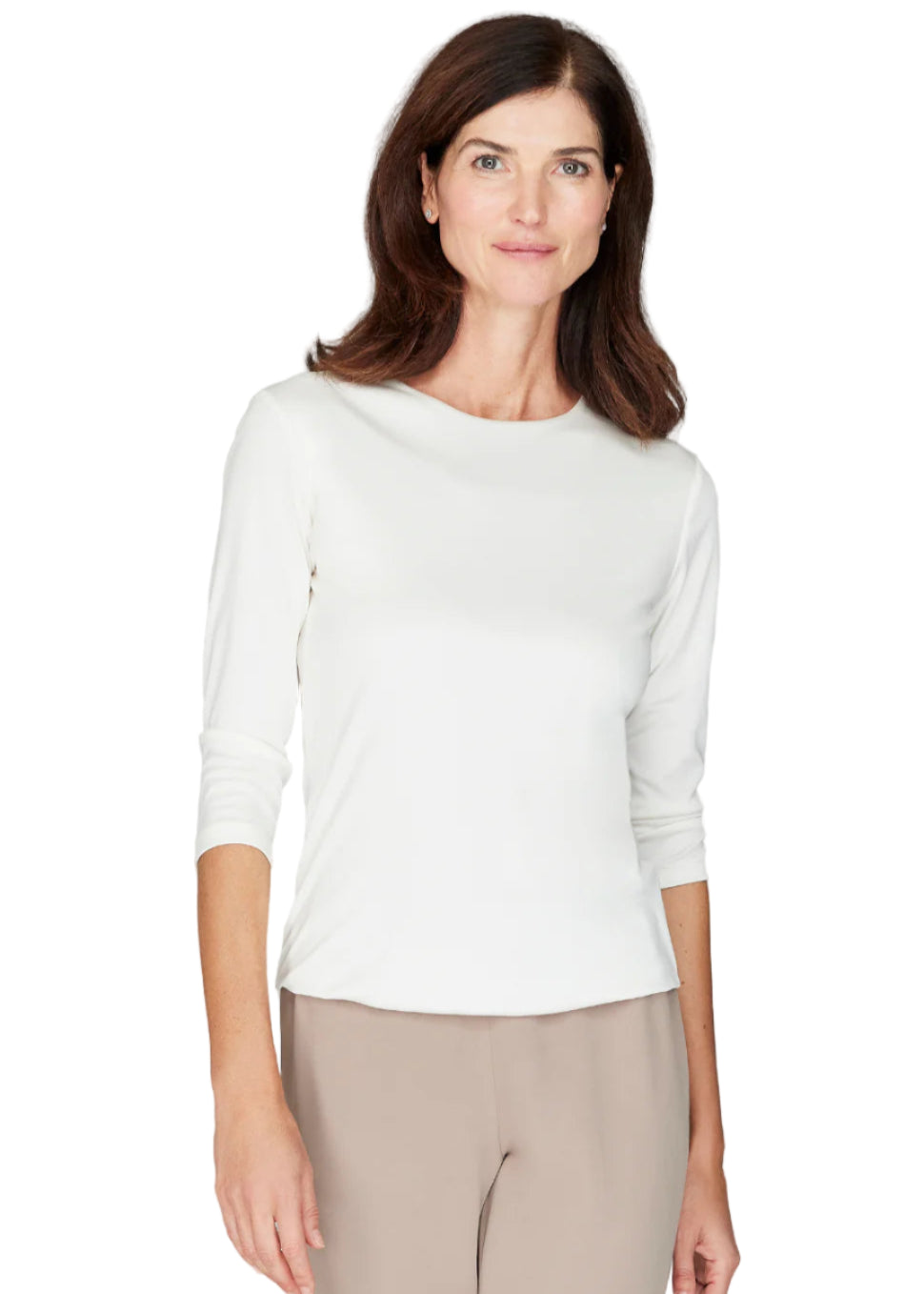 Silk Knit Tee in Pearl
