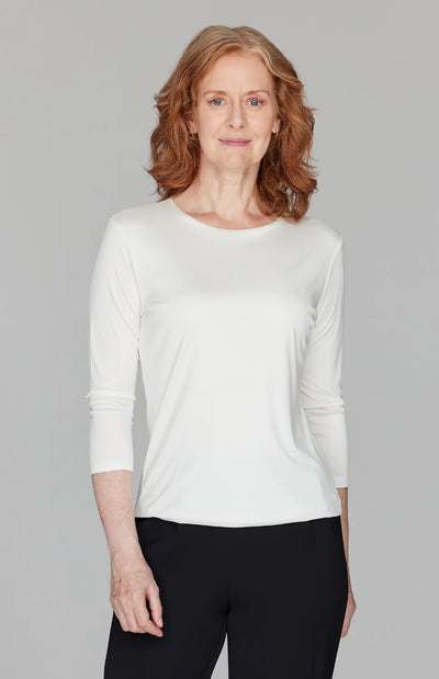 Silk Knit Tee in Pearl