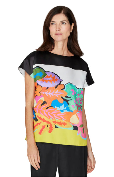 Color Block Floral Dolman Sleeve Blouse