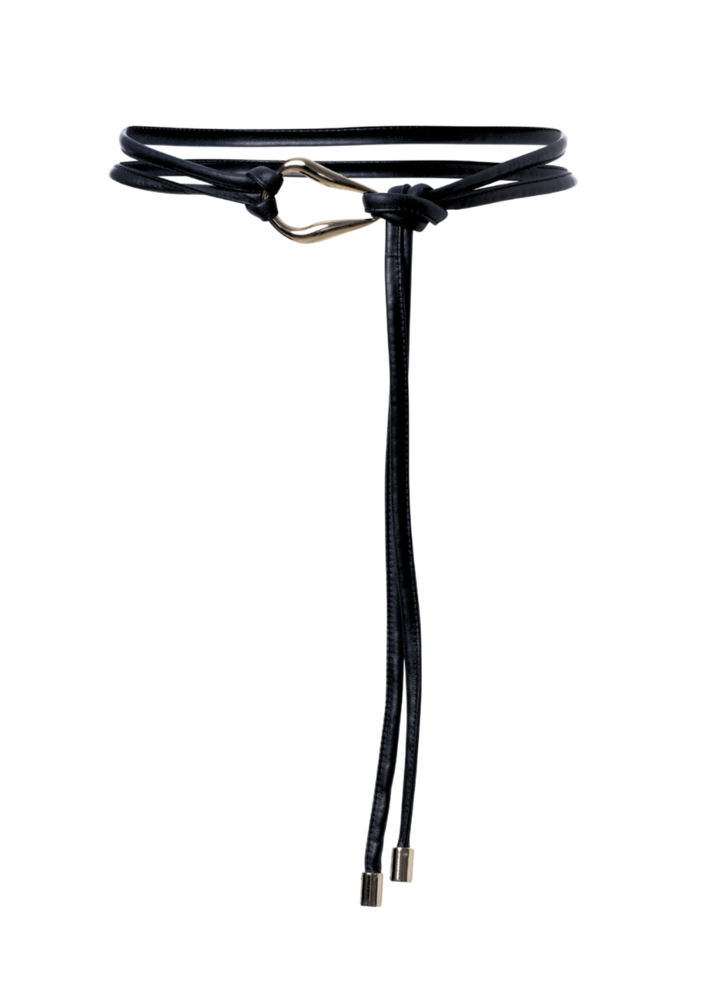 Wrap Cord Belt w/ Organic Buckle in Black