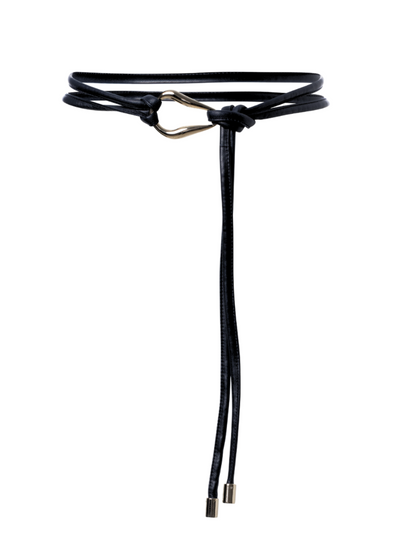 Wrap Cord Belt w/ Organic Buckle in Black