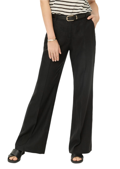 Maine Wide Leg Linen Pant in Black