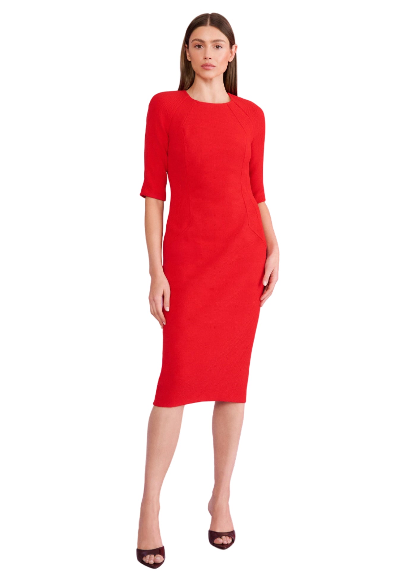 David Piqué Dress in Scarlet