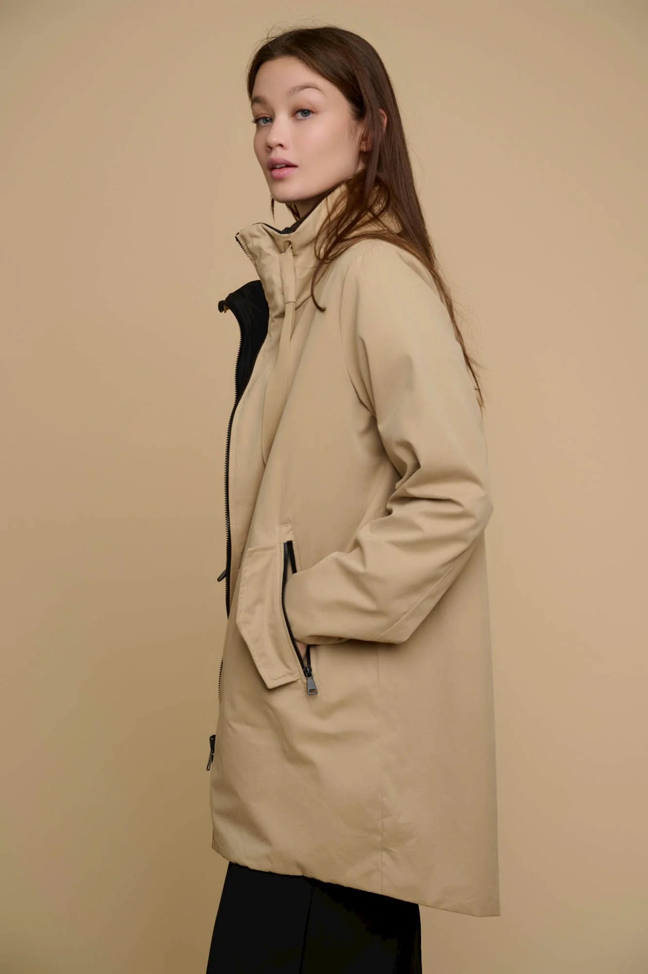Brazil Reversible Coat - Sand And Black