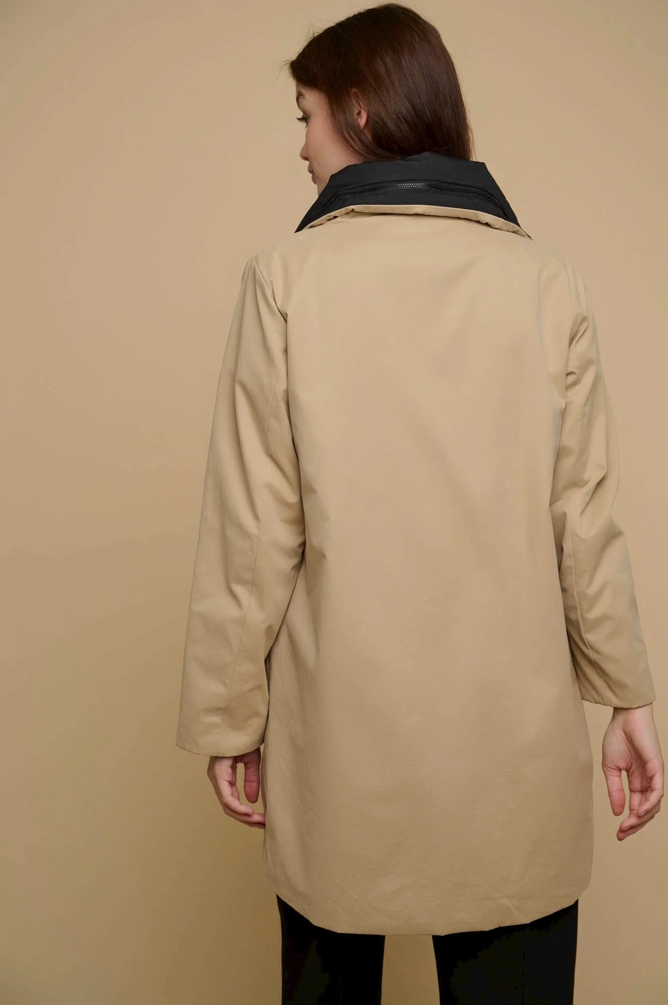 Brazil Reversible Coat in Sand/Black