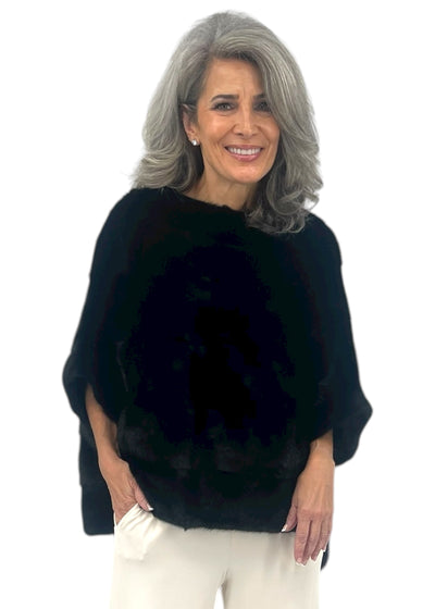 Mink Poncho in Black