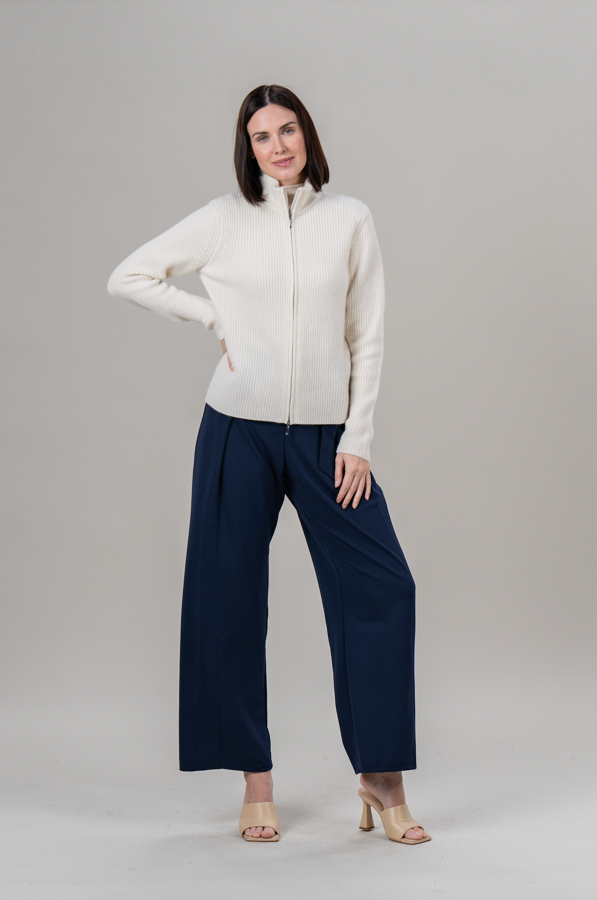 Full Zip Cardigan in Ivory