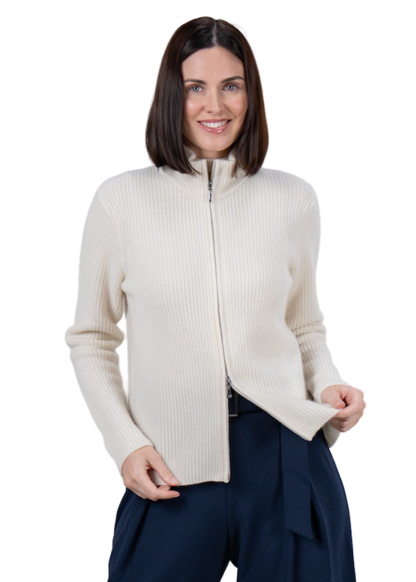 Full Zip Cardigan in Ivory