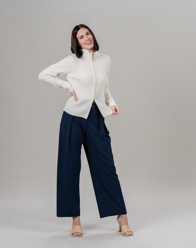 Full Zip Cardigan in Ivory