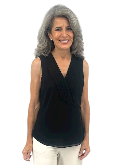 Crisscross Cami With Front Pleat in Black