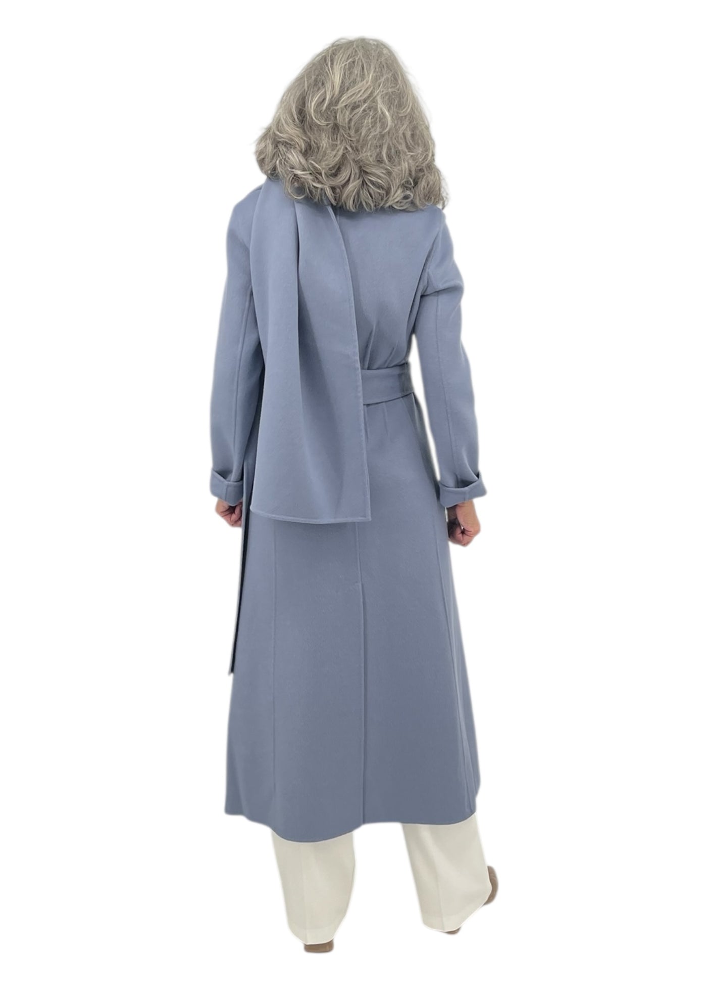 Maxi Coat With Detachable Scarf in Slate