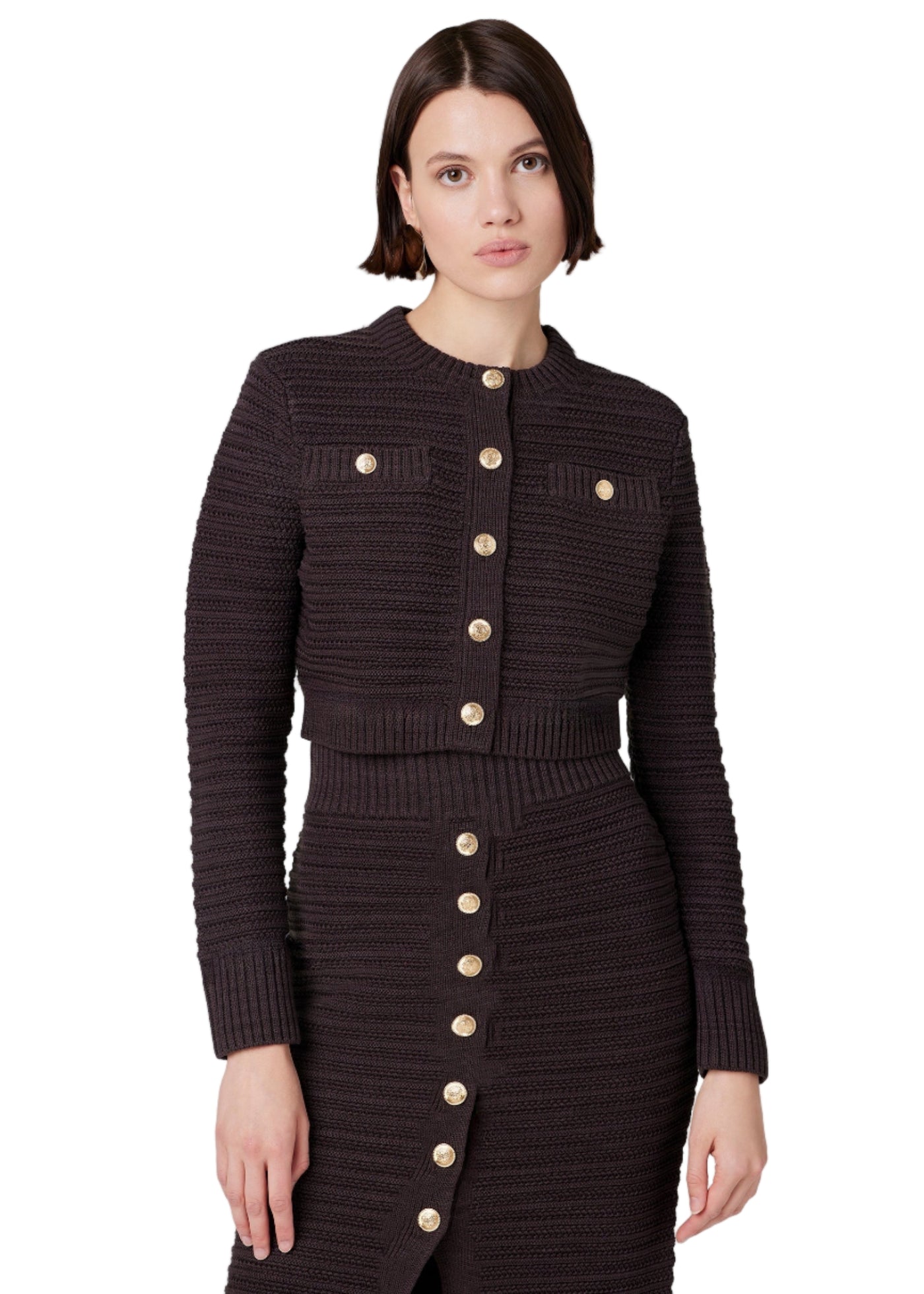 Miller Pointelle Cardigan in Espresso