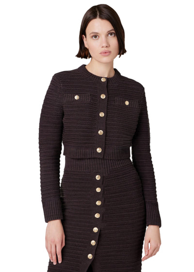 Miller Pointelle Cardigan in Espresso
