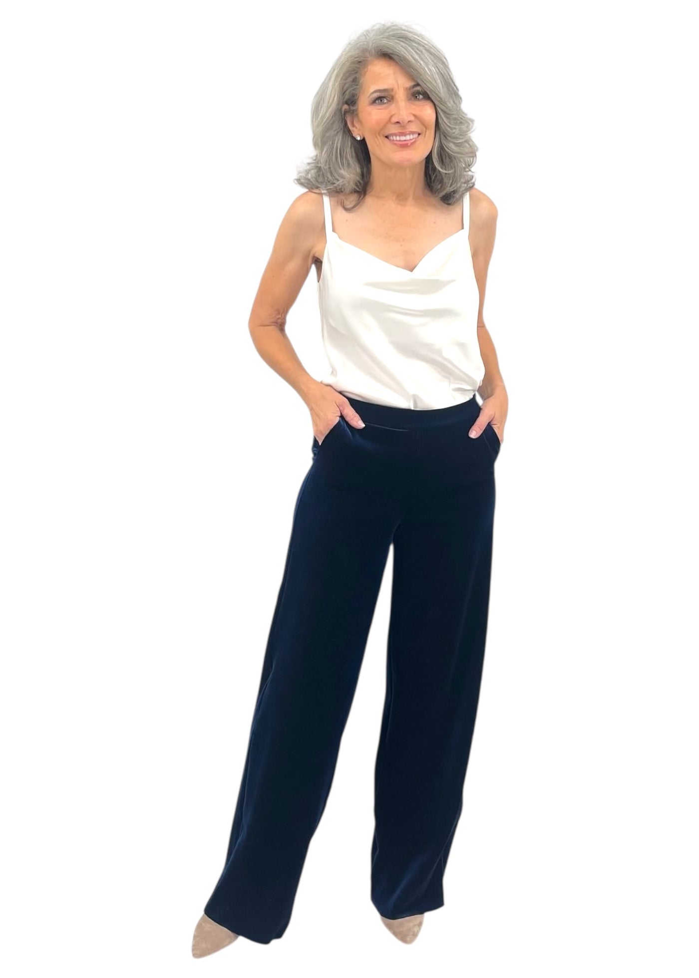 Nazife Velvet Pants in Blu Notte
