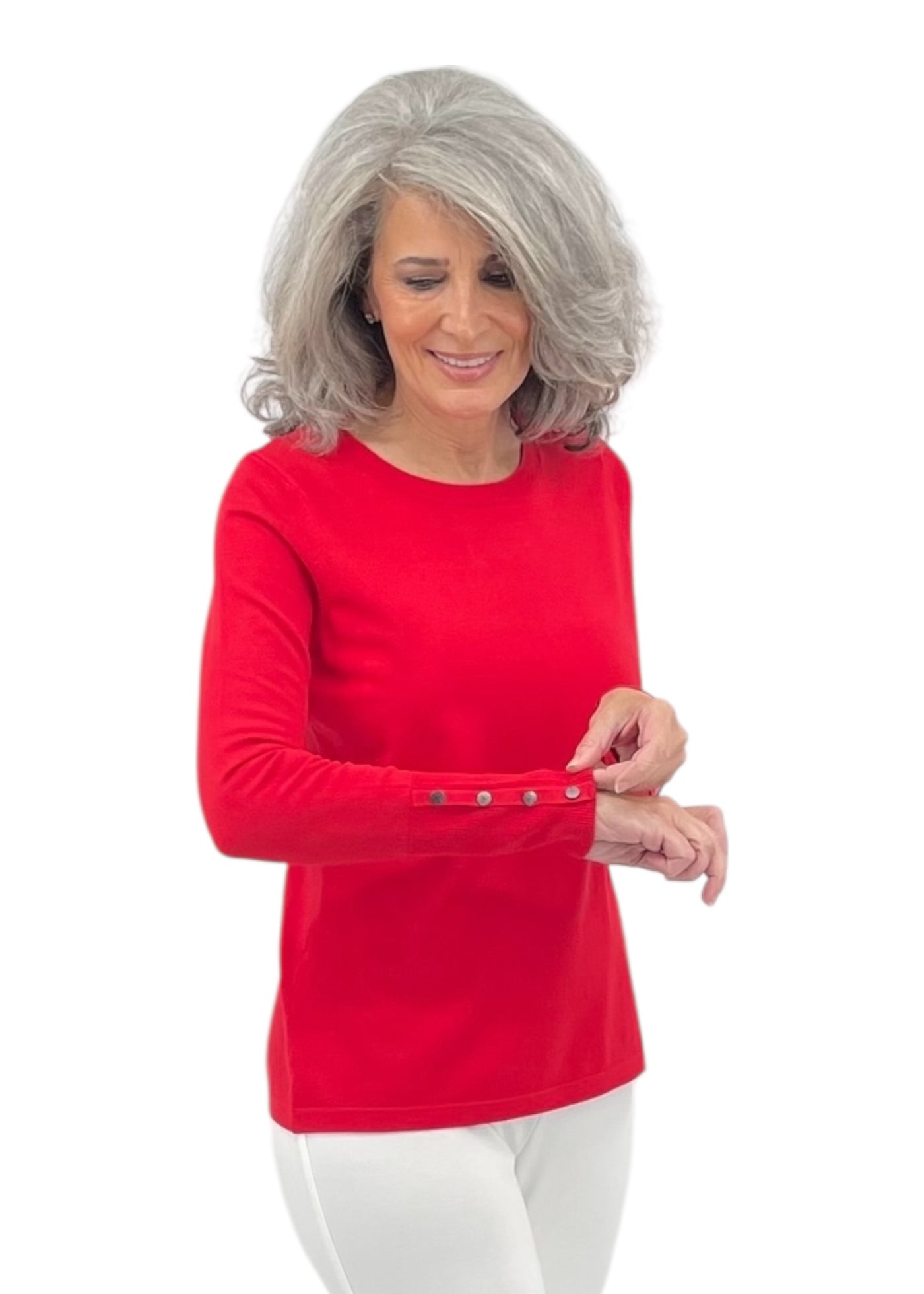 Jewel Neck Top in Lipstick