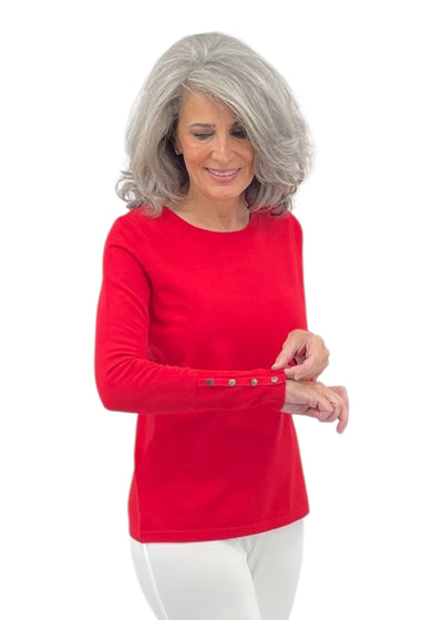 Jewel Neck Top in Lipstick
