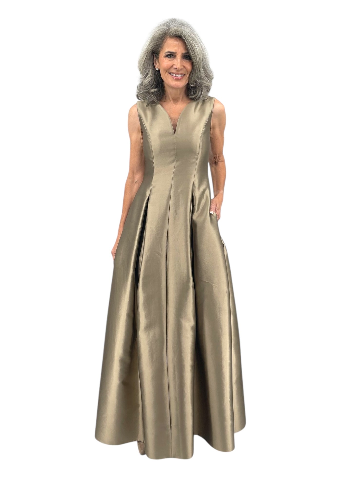 Silk/Wool Hourglass Gown in Gold