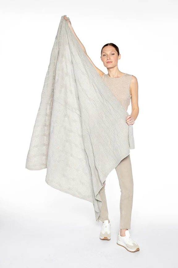 Lux Cable Throw Shawl in Pewter