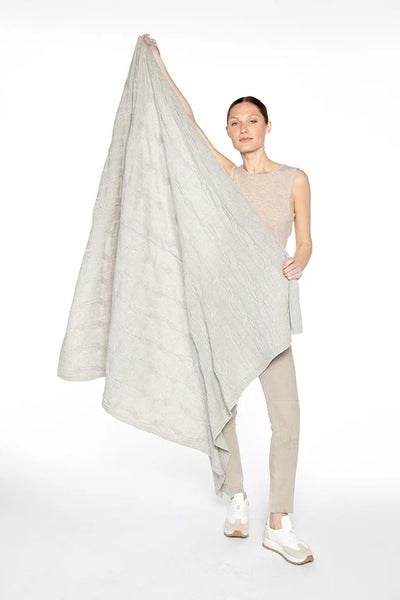 Lux Cable Throw Shawl in Pewter
