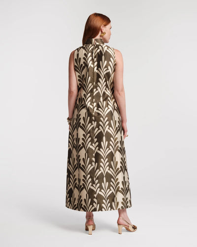 Carlyle Maxi Dress in Royal Palm Oyster/Olive