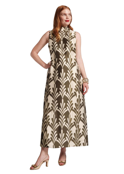 Carlyle Maxi Dress in Royal Palm Oyster/Olive