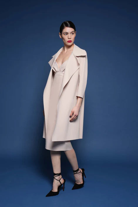 Saveria Belted Trench Coat in Sea Shell