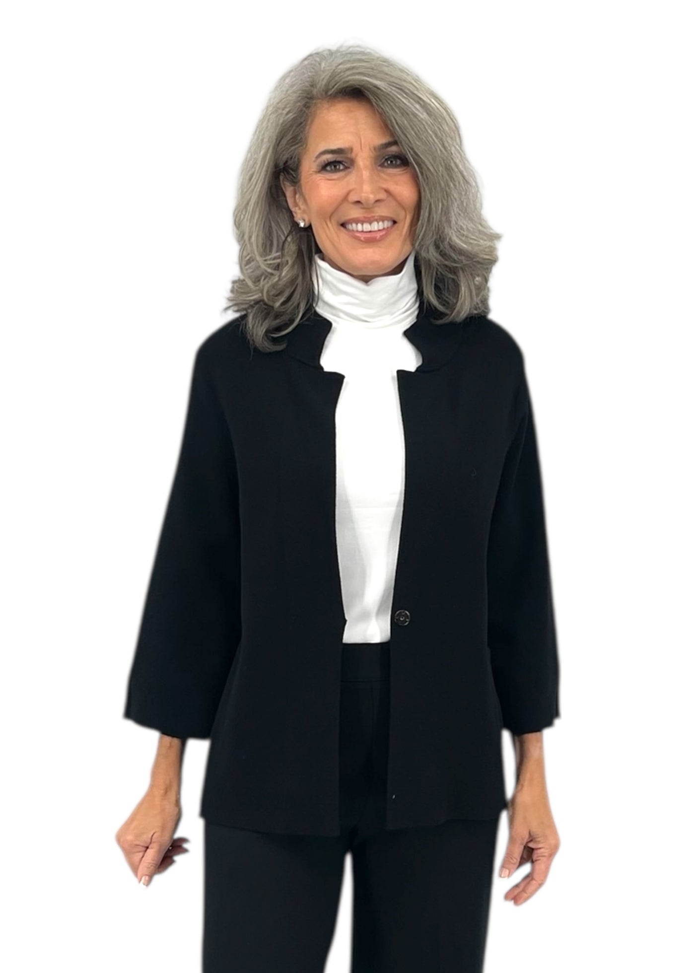 3/4 Sleeve Jacket in Black