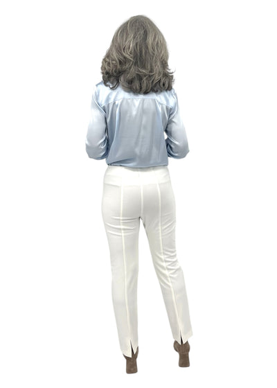Zip Front Ponte Pant in Ivory