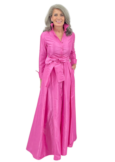 BB Brittany Silk Taffeta Shirt Gown in Pink