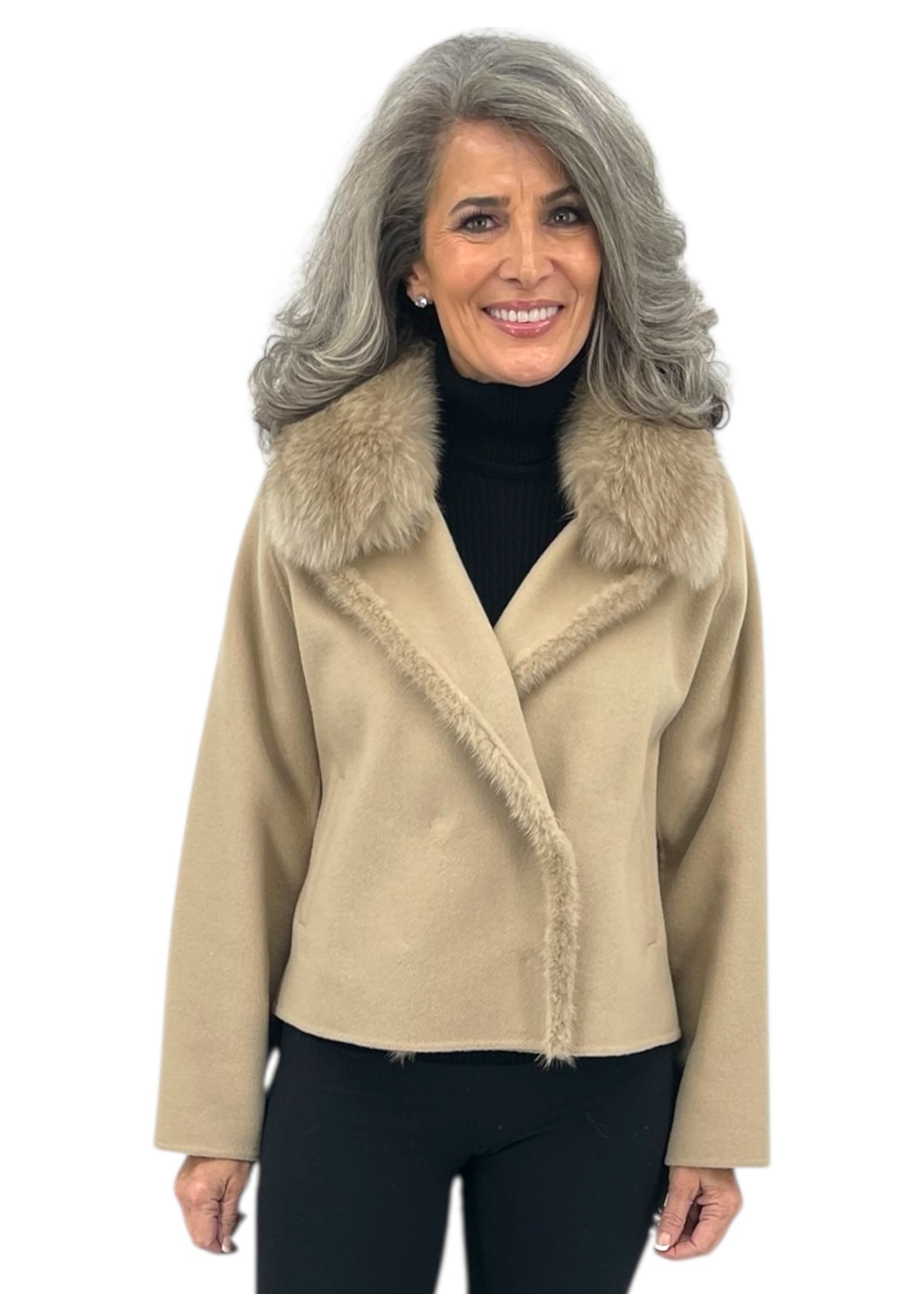 Wool Blend Bomber in Irish Cream