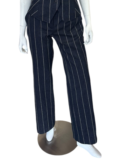 Navy Pinstripe Flared Pant