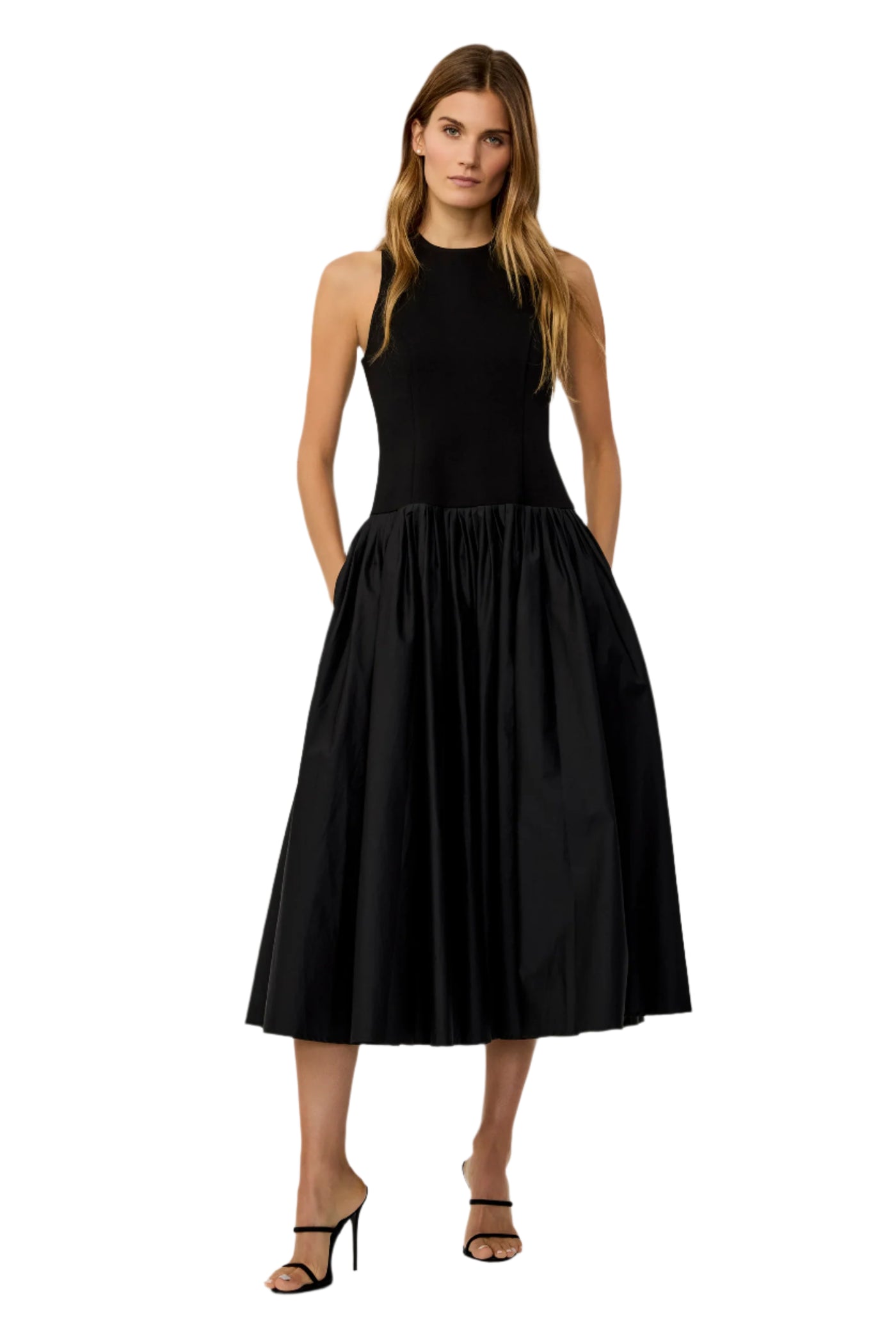 Clara Combo Racer Midi Dress in Jet