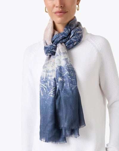 Ombre Reef Print Scarf in Navy Multi
