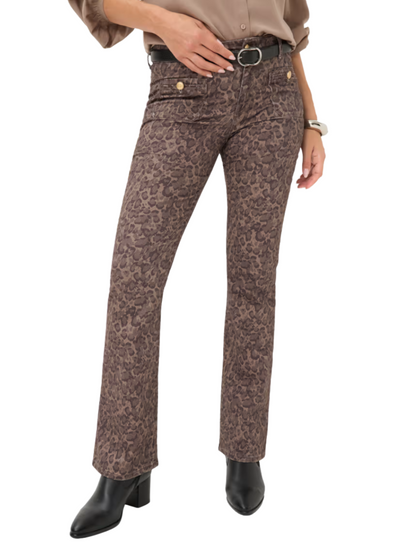 Shakira Leo Print Pant in Dark Brown