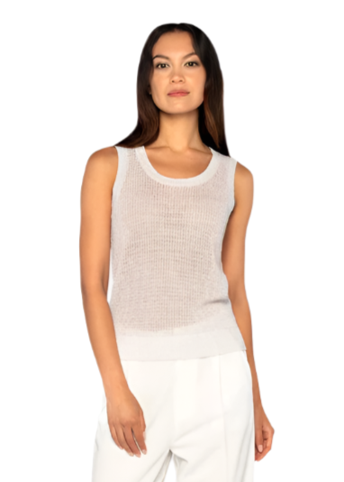 Lurex Mesh Tank in Sandstone