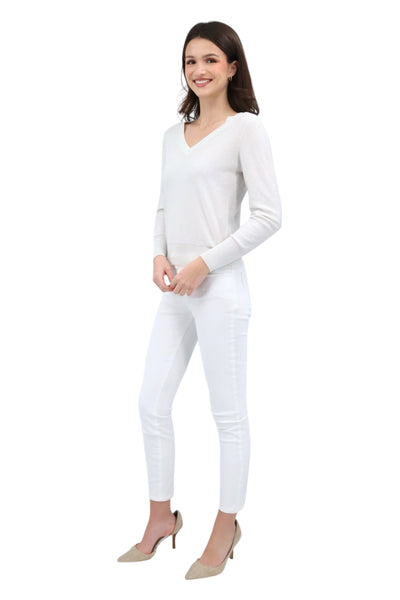 Sequin Vee Top in Ivory