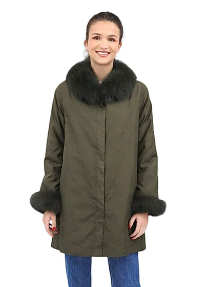 Audrey Reversible Travel Coat in Loden