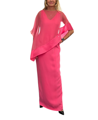 V-Neck Silk Gown in Pink