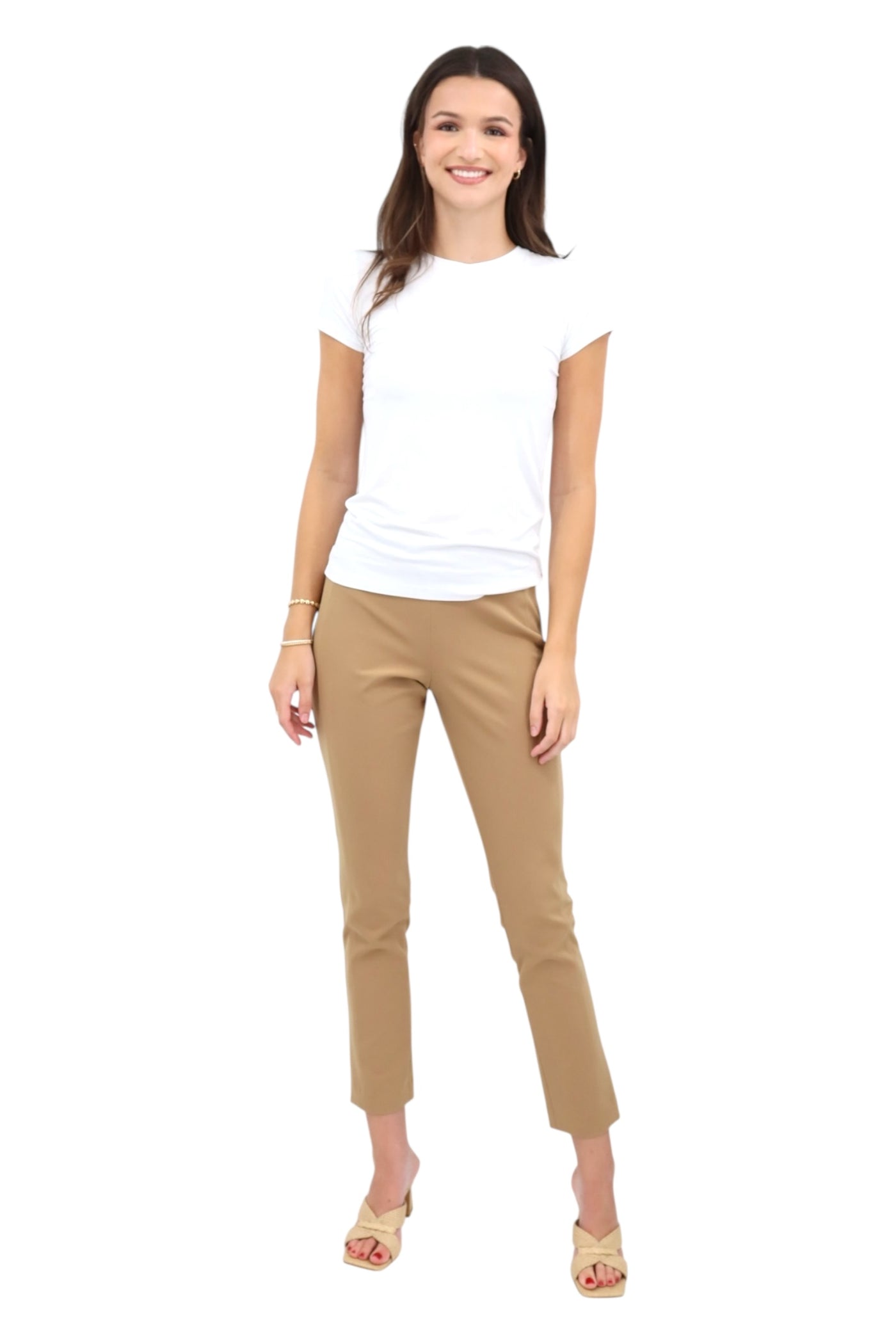 Miracle Stretch Side Zip Pants in Camel