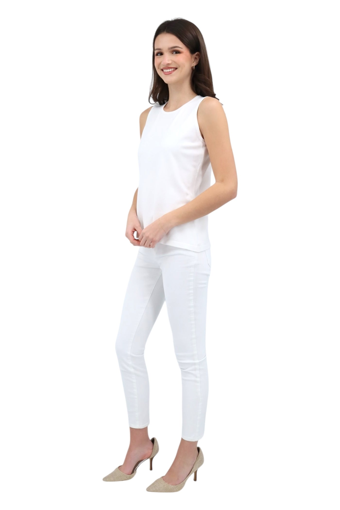 Sleeveless Shell in White