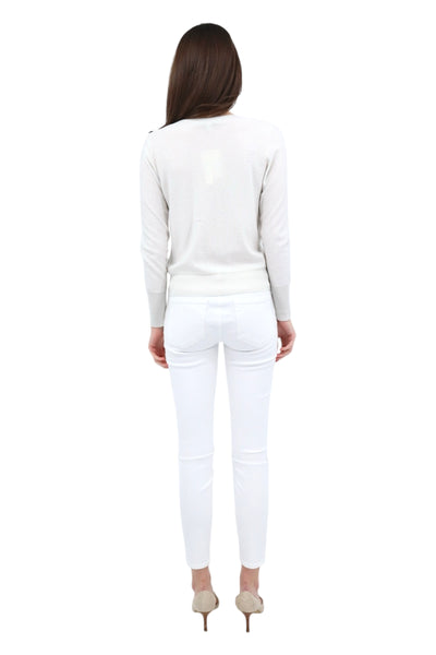 Sequin Vee Top in Ivory