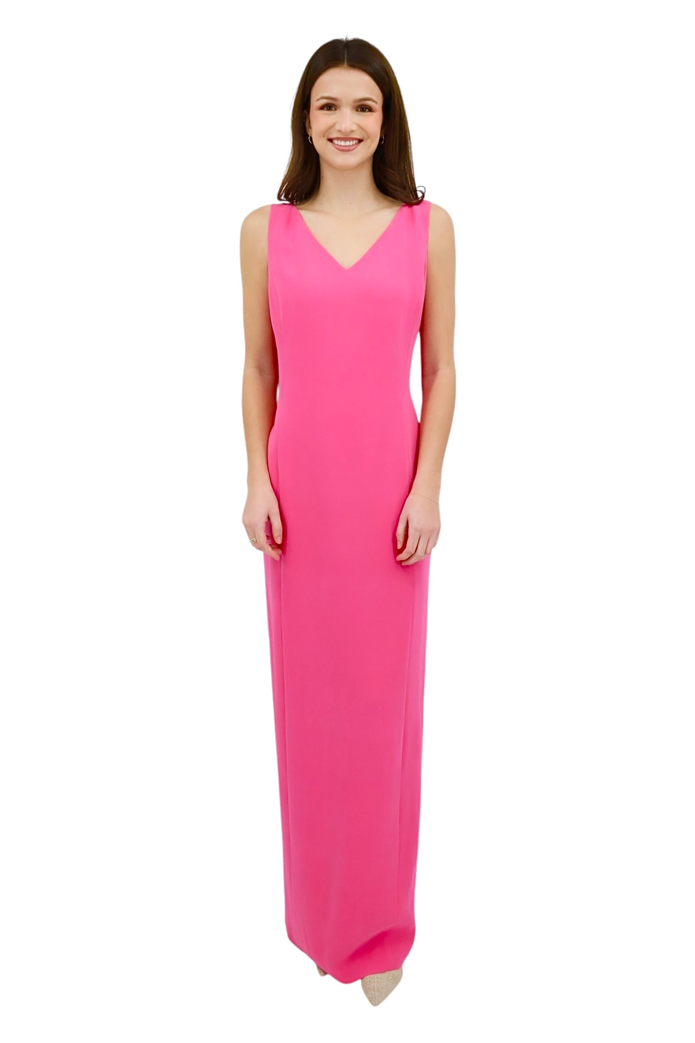 V-Neck Silk Gown in Pink