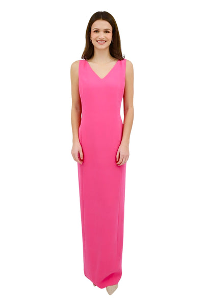V-Neck Silk Gown in Pink