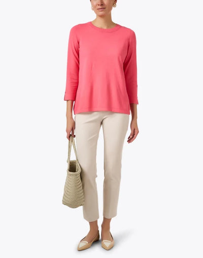 Button Slit Cuff Top in Blossom