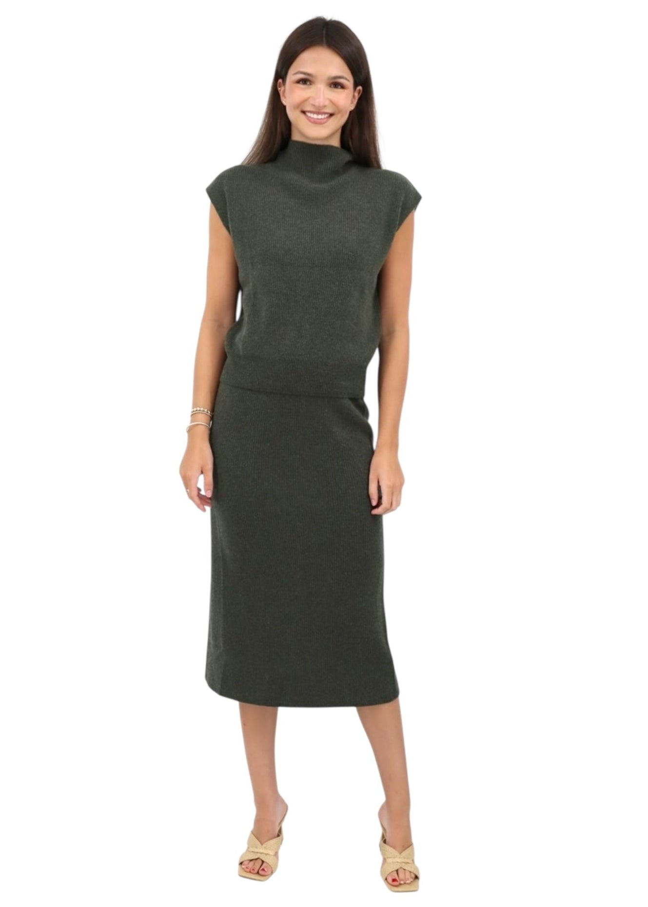 Rib Skirt in Loden