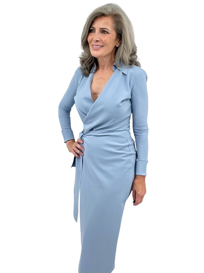 Kamala Matte Jersey Dress in Retro Blue