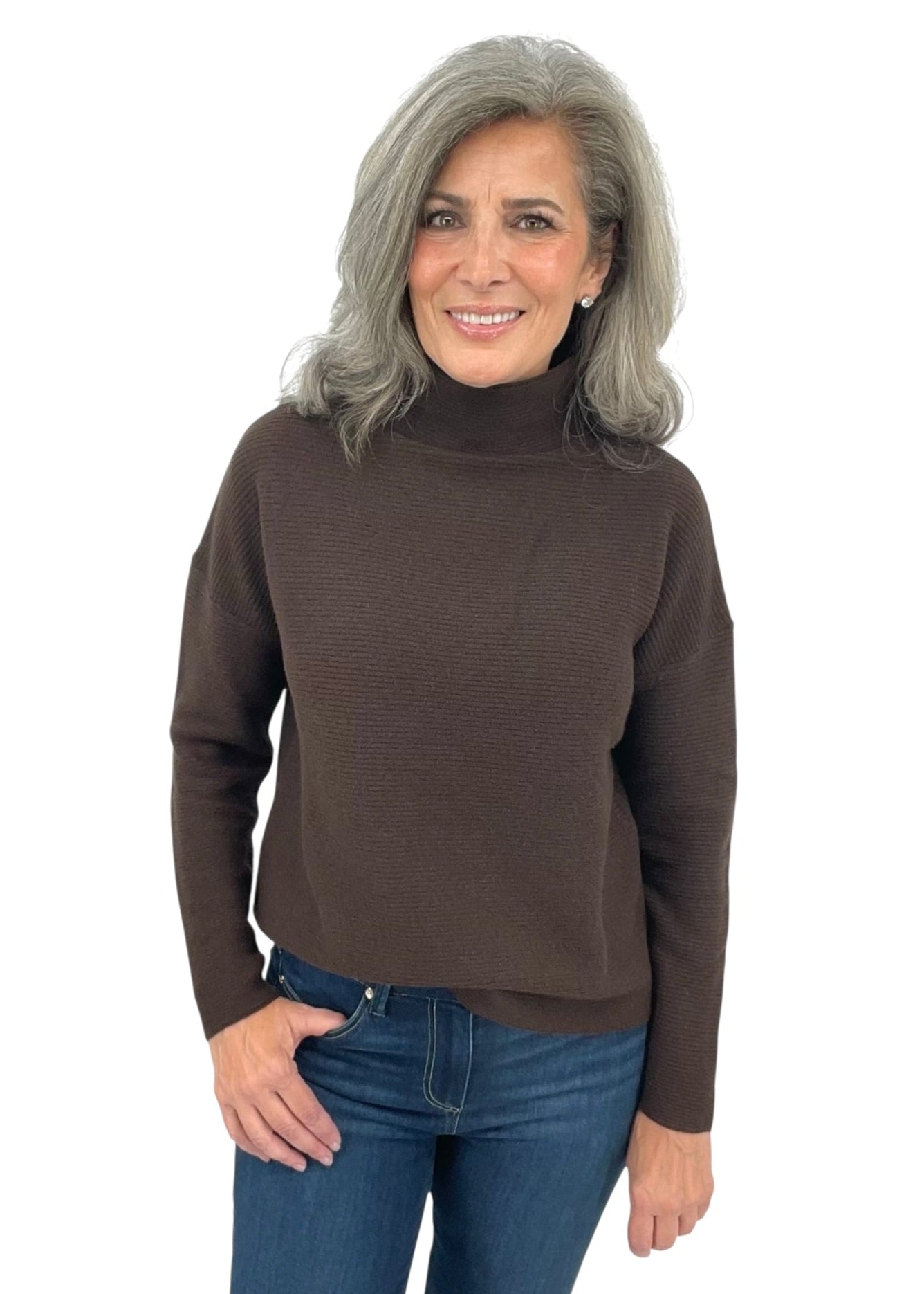 Textured Slouchy Funnel in Chocolate