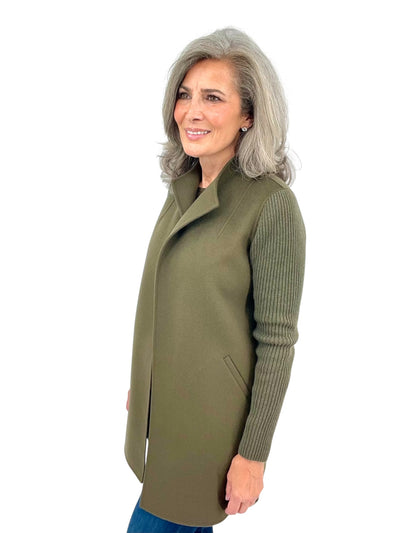 Rib Sleeve Coat in Loden