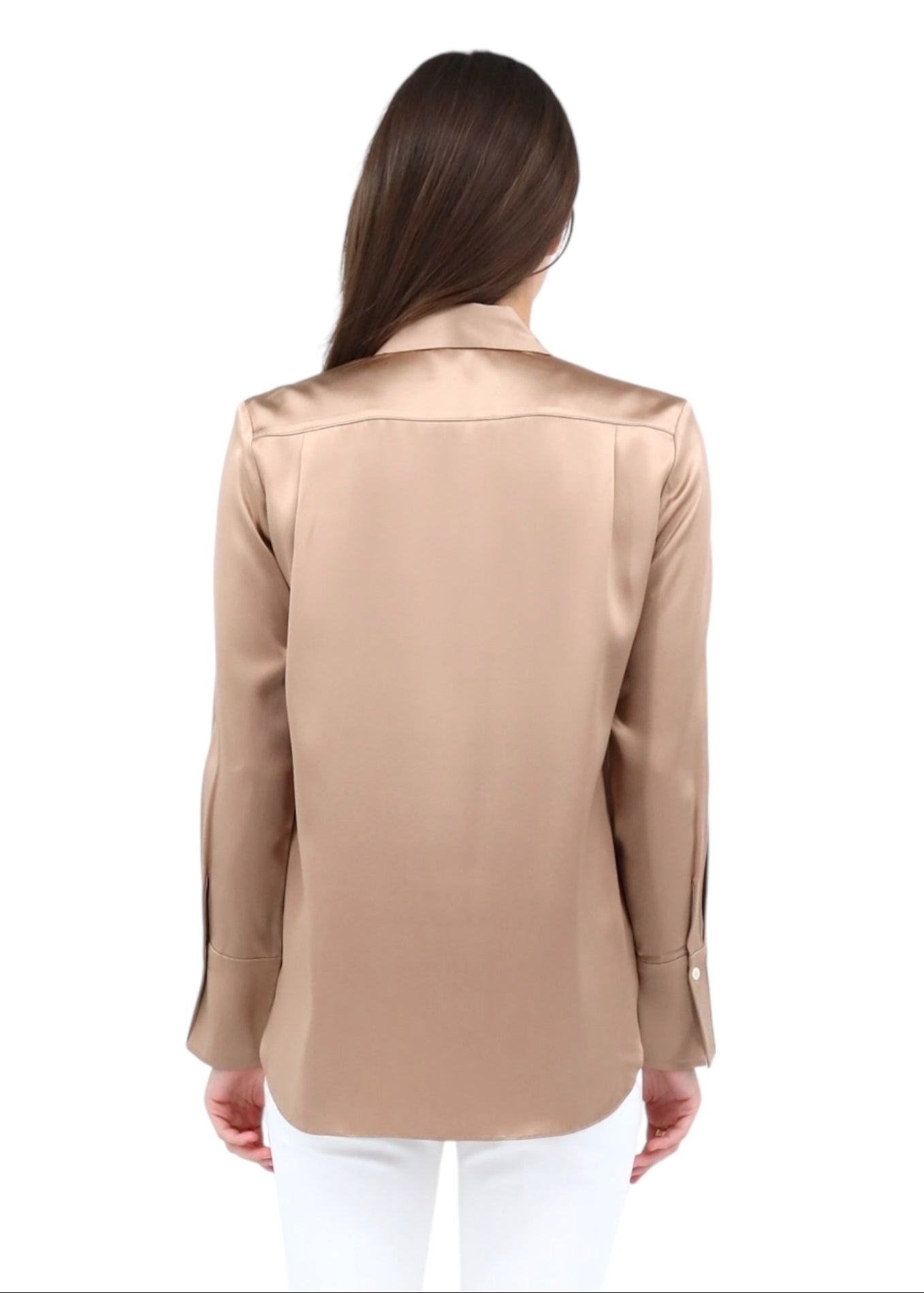 Full Cut Sateen Blouse in Warm Taupe
