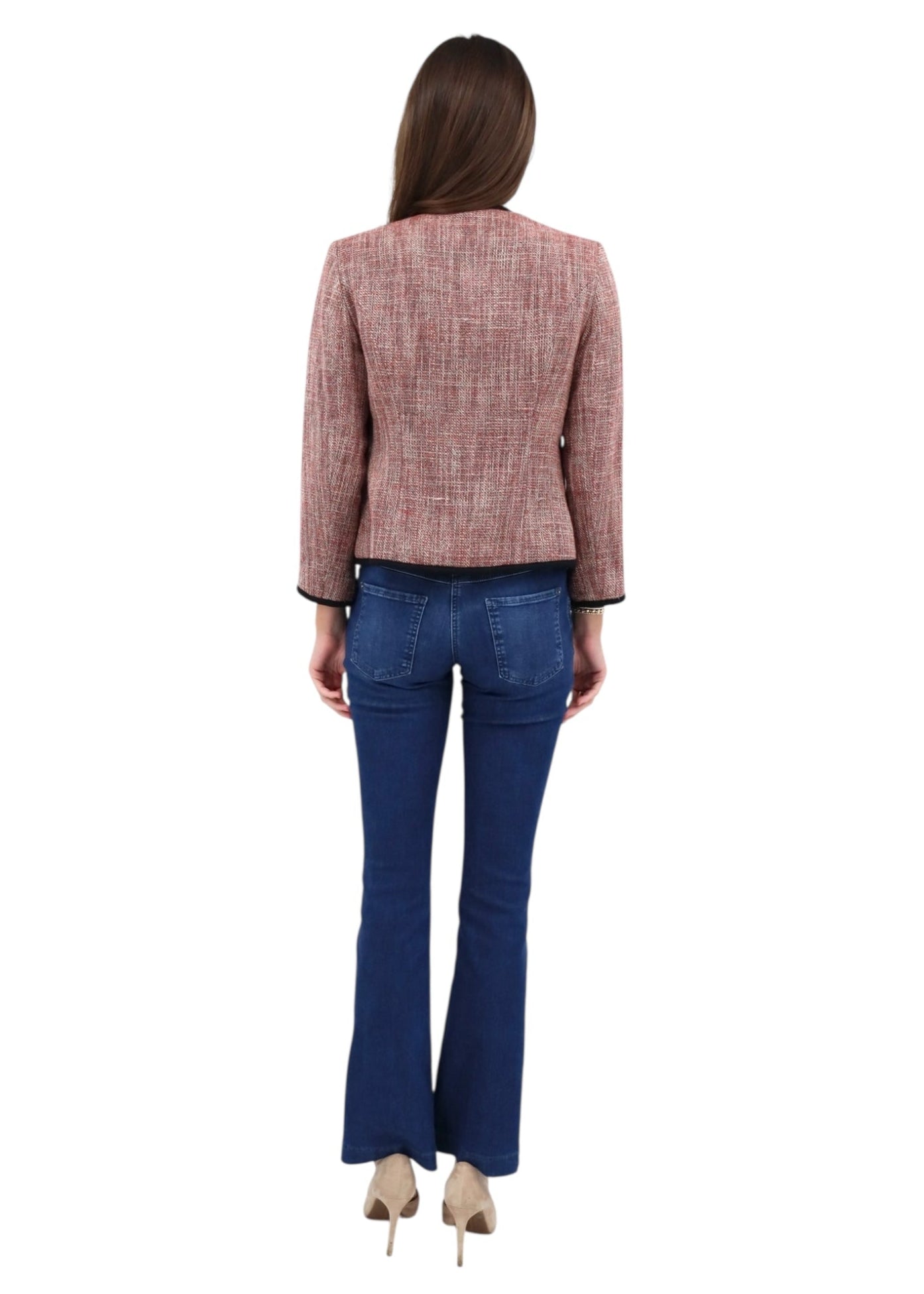 Cropped Jacket with Trim in Cherry Multi